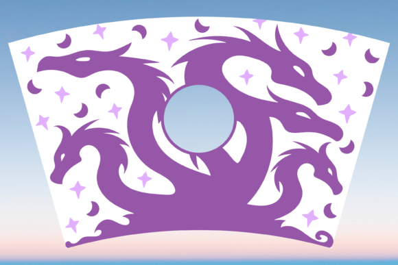 Anime Moon Dragon Cup Wrap Svg: Print Template Graphics