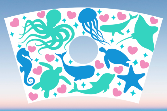 Beach Ocean Life Cup Wrap Svg: Graphics & Print Templates