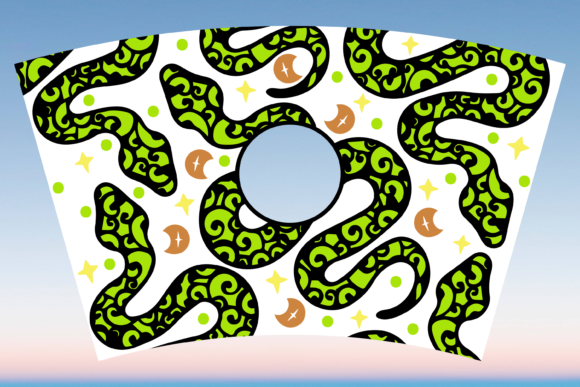 Boho Moon Snake Cup Wrap SVG: Print Templates & Graphics