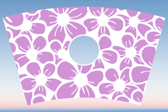 Boho Pink Flowers Cup Wrap SVG Graphics & Print Template