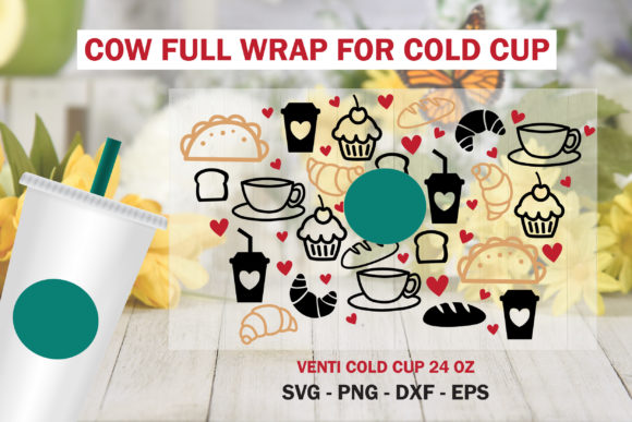 Breakfast Full Wrap Venti Cold Cup 24 Oz Graphics & Illustrations