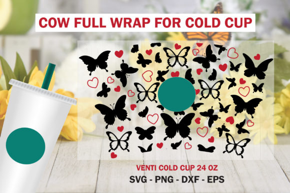 Butterfly Full Wrap Venti Cold Cup: Graphics & Illustrations