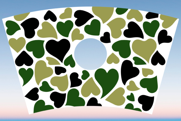 Camo Camouflage Heart Starbucks Wrap Svg Print & Graphics