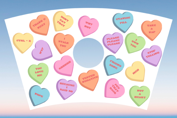 Candy Heart Valentine Starbucks Wrap Svg: Graphics & Print Templates Review