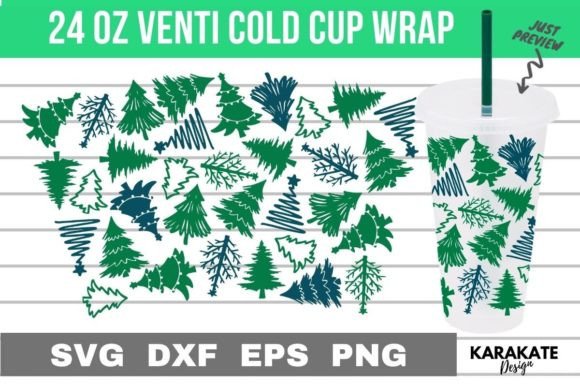 Christmas Tree 24 Oz Venti Cup Wrap SVG — Graphics for Crafts