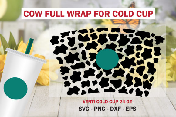Cow Full Wrap Venti Cold Cup 24 Oz Graphics & Illustration