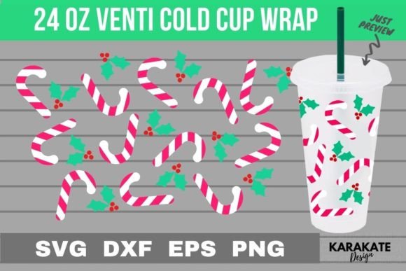 Cute Xmas 24 Oz Venti Cup Wrap SVG for Crafts & Graphics
