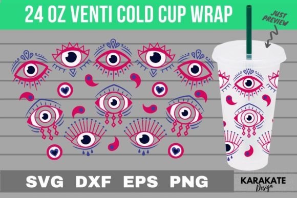 Evil Eyes Lover Venti Cup Wrap SVG for Crafts & Graphics