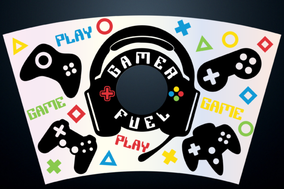 Gamer Fuel 24oz Cup Wrap Graphics & Print Templates