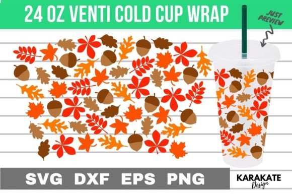 Hello Autumn 24 Oz Venti Cup Wrap SVG: Graphics for Crafts