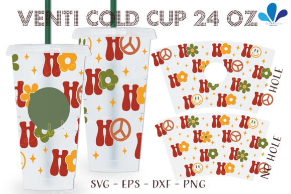 Ho Christmas Groovy Venti Cup Wrap SVG: Graphics for Crafts & Local Branding