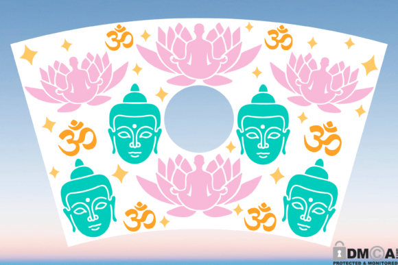 Lotus Buddha Boho Cup Wrap Graphics & Print Templates