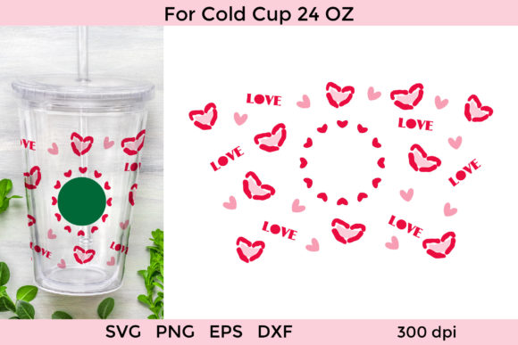Love and Hearts Starbucks Cold Cup Wrap: Graphics & Crafts