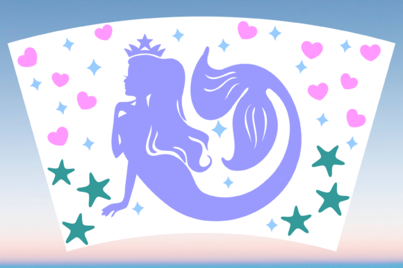 Mermaid Princess Cup Wrap SVG Graphics