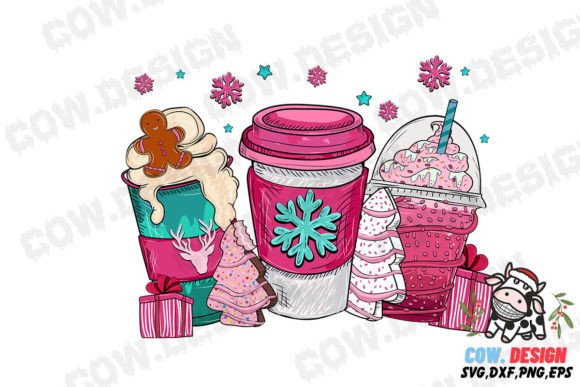 Pink Christmas Coffee Cup Cake SVG: Graphics for Crafts & Local Brands