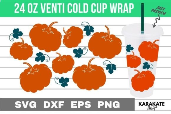 Pumpkin 24 Oz Venti Cup Wrap SVG