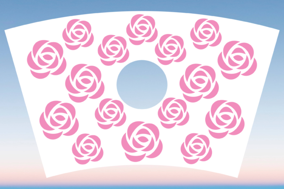 Rose Buds Floral Cup Wrap SVG for Graphics & Print Templates