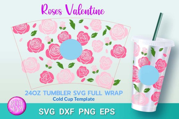 Rose Full Wrap Valentines Day Gift Tumbler Wraps & Graphics