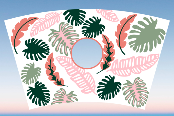 Tropical Leaves Starbucks Cup Wrap Svg: Graphics & Print