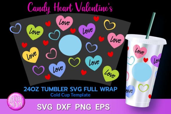 Valentines Day, Candy Heart Svg: Tumbler Wrap Graphics