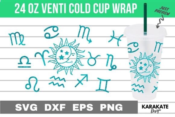 Zodiac Symbol Cup Wrap SVG: Graphics for Crafts & Content